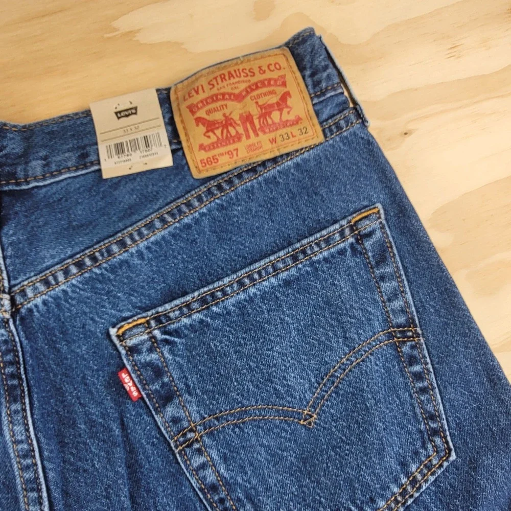 Levi's 565 '97 Loose Straight Jeans Mens 33x32 (Fits 33x31) Blue Denim Y2K Style